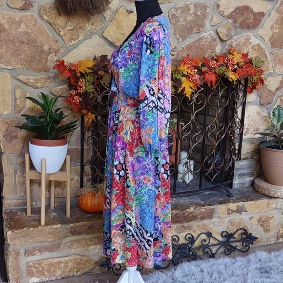 Vintage Diane Freis Original Georgette Boho Maxi Dress - Picture 4 of 9